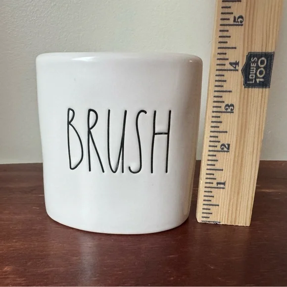 Rae Dunn Ceramic Brush Holder/Organizer Ivory w/ black font. Excellent condition - Picture 6 of 8